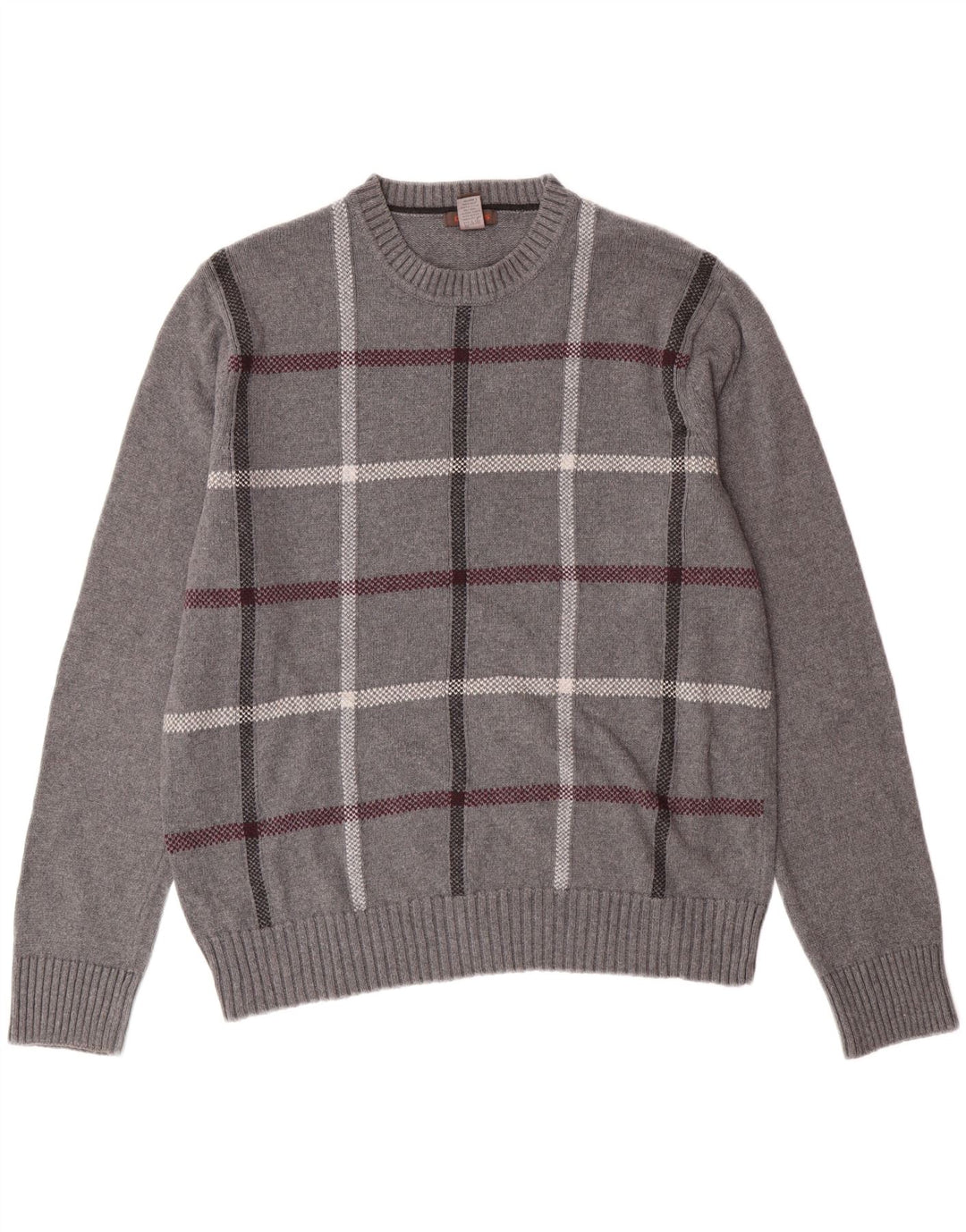 DOCKERS Mens Crew Neck Jumper Sweater Large Grey Check Cotton Vintage Dockers and Second-Hand Dockers from Messina Hembry 