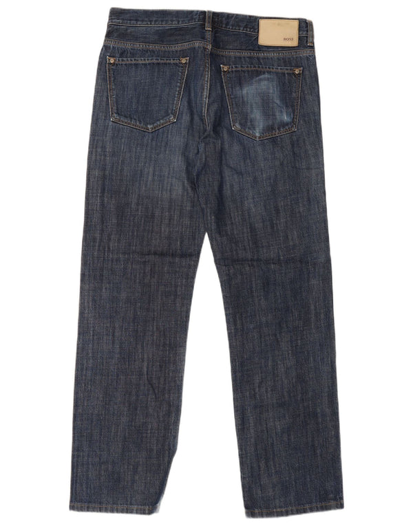 Hugo Boss Herren Straight Jeans W34 L31 Blaue Baumwolle