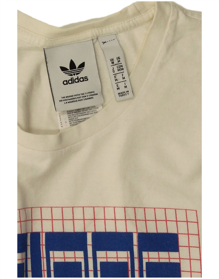 Adidas Herren Grafik T-Shirt Top Medium Off White Baumwolle