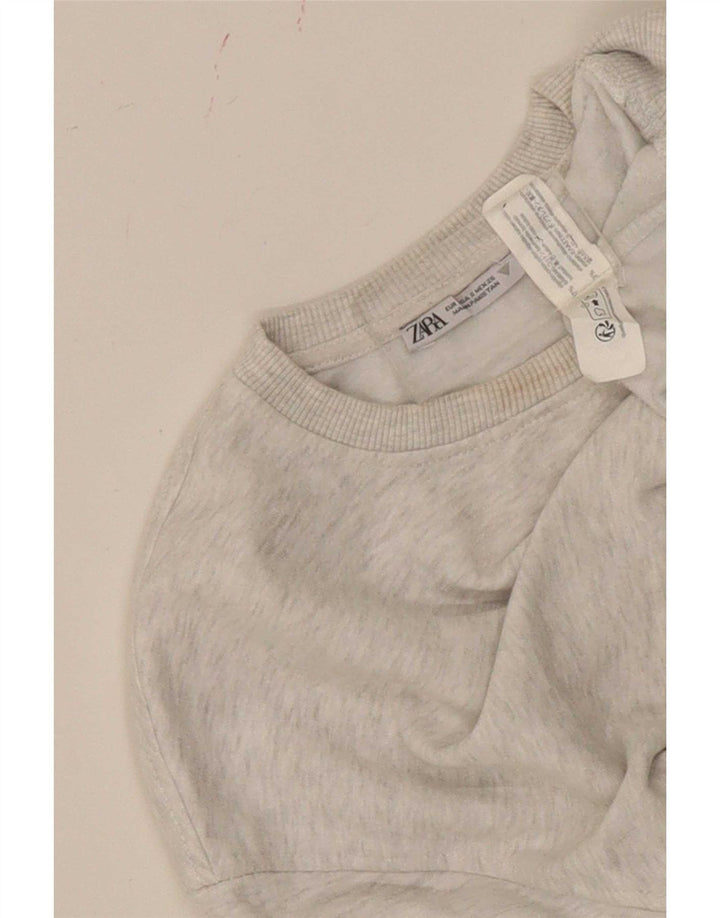 Übergroßer Crop-Sweatshirt-Pullover von Zara für Damen, Gr. 10, klein, grau gefleckt