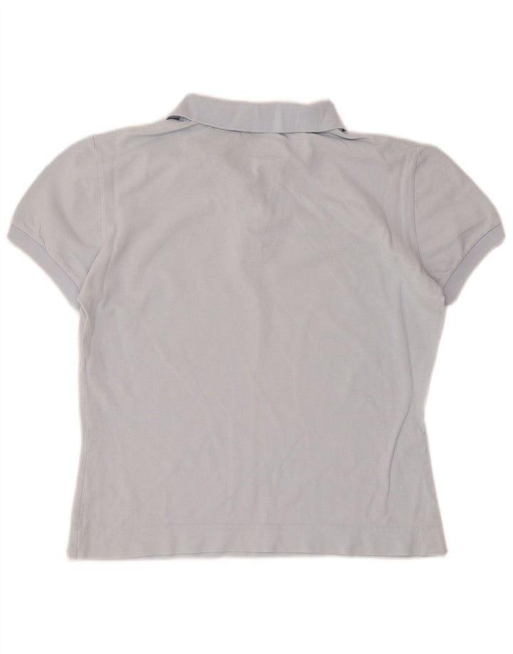 Lacoste Damen Crop Poloshirt Größe 44 Große blaue Baumwolle