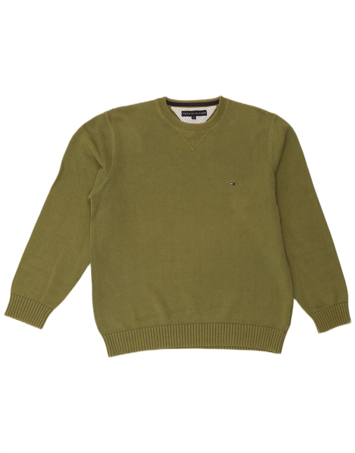 Tommy Hilfiger Herren-Pullover mit Rundhalsausschnitt, groß, Khaki, Baumwolle