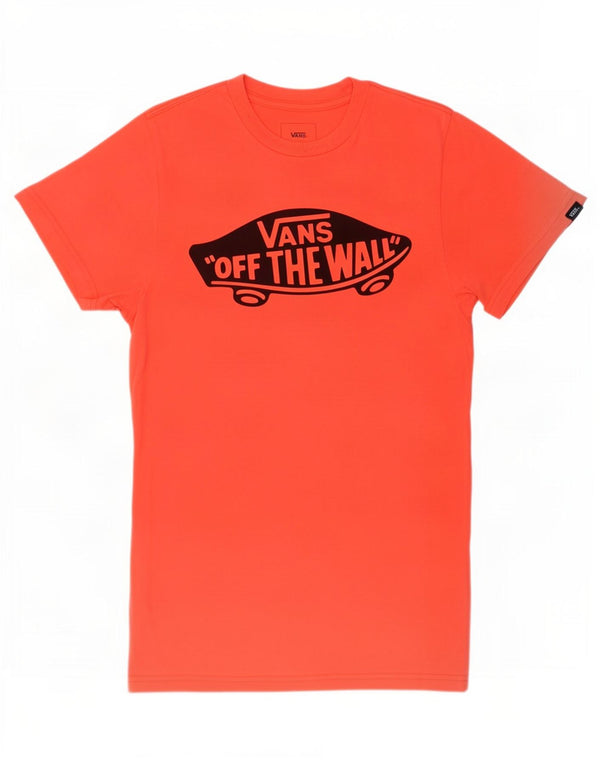 Vans Herren Custom Fit Grafik T-Shirt Top XS Orange Baumwolle