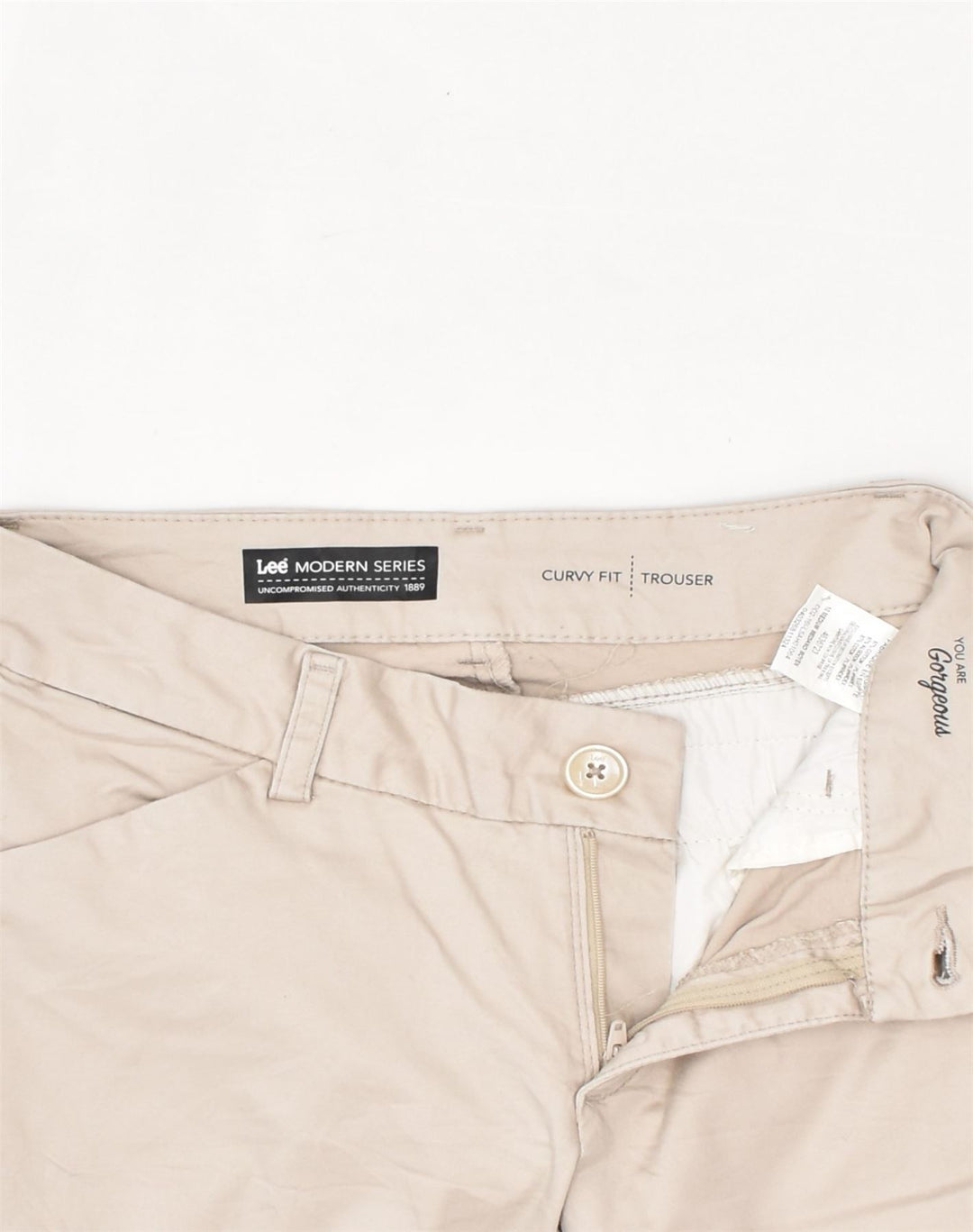 LEE Womens Straight Casual Trousers US 10 Large W30 L32 Beige Cotton | Vintage Lee | Thrift | Second-Hand Lee | Used Clothing | Messina Hembry 