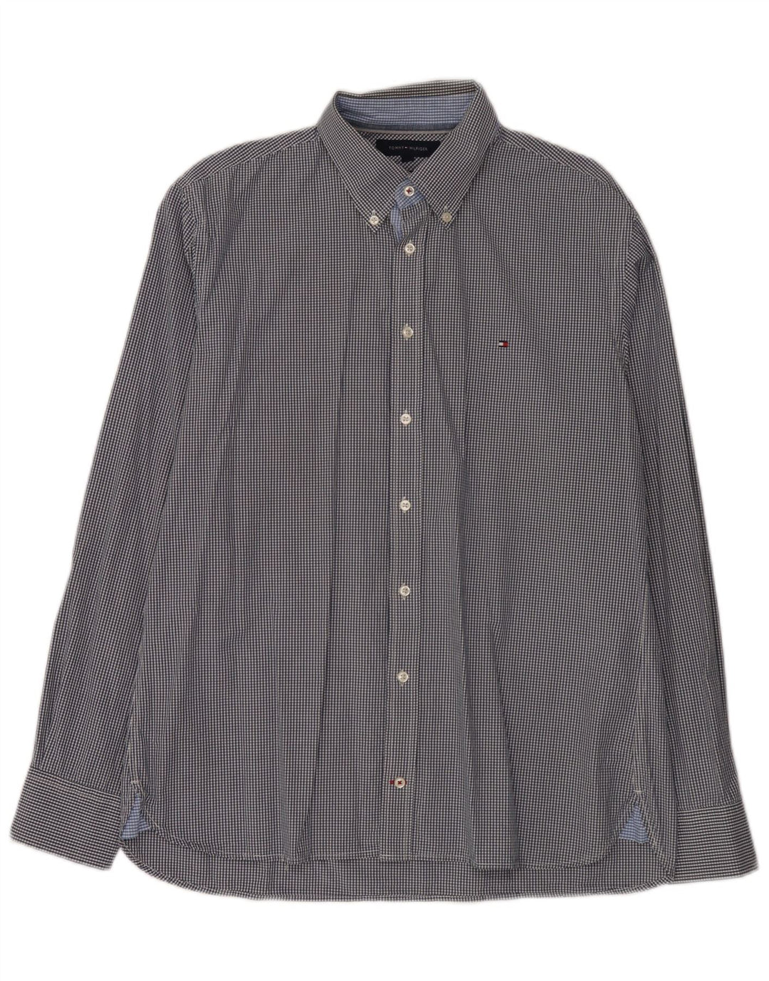 Tommy Hilfiger Herren-Hemd mit individueller Passform, große blaue Gingham-Baumwolle