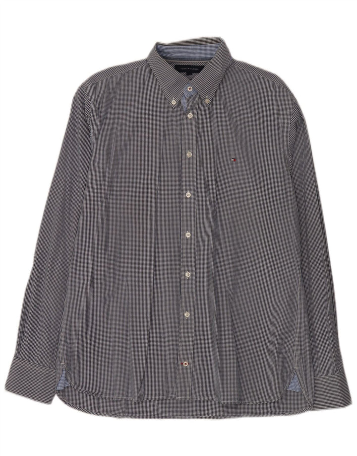 Tommy Hilfiger Herren-Hemd mit individueller Passform, große blaue Gingham-Baumwolle