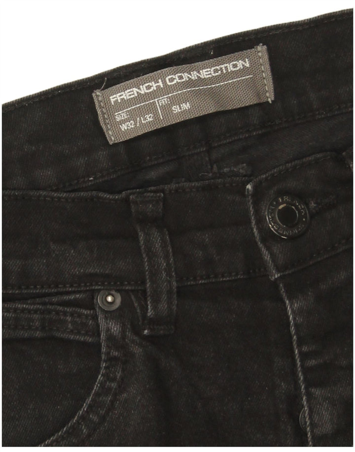 French Connection Slim-Jeans für Herren, W32, L32, schwarze Baumwolle