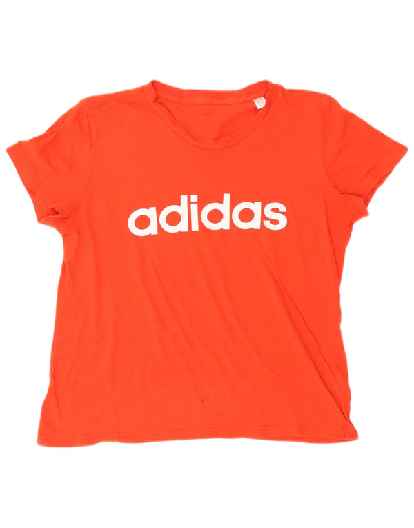 Adidas Damen Grafik T-Shirt Top UK 16/18 Große rote Baumwolle