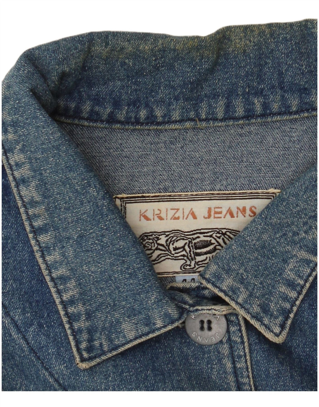 KRIZIA JEANS Übergroße Crop-Jeansjacke für Damen IT 44 Mittelblaues Blumenmuster
