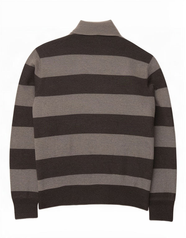 Gant Herren-Pullover mit Knopfkragen, XL, grau gestreift, Baumwolle