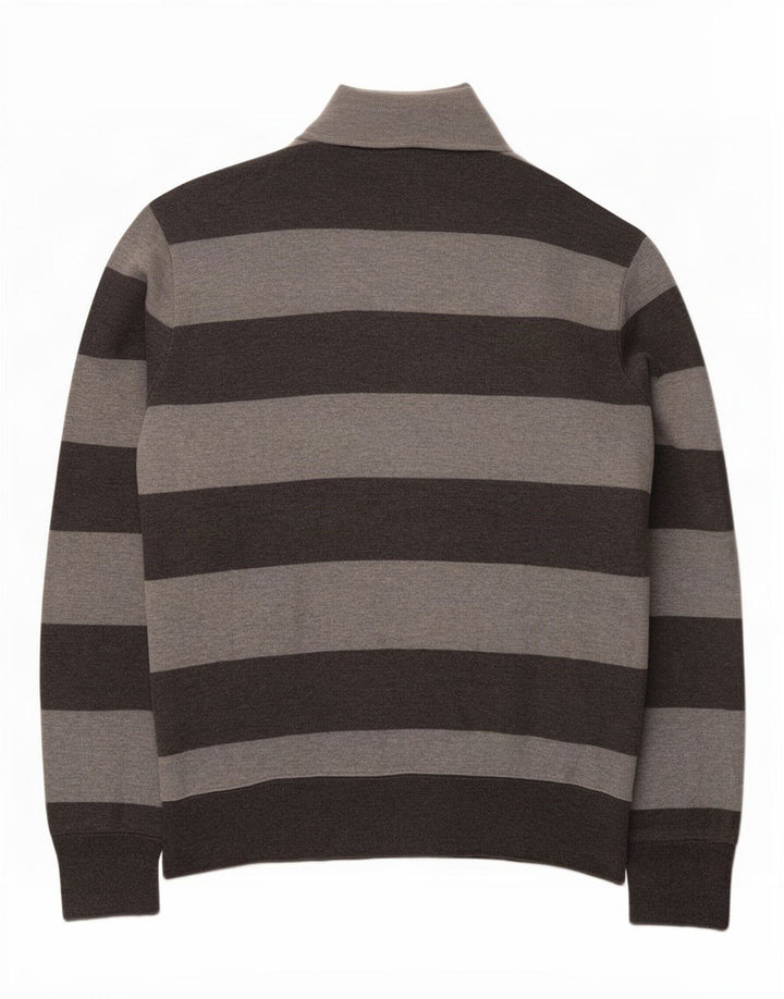 Gant Herren-Pullover mit Knopfkragen, XL, grau gestreift, Baumwolle