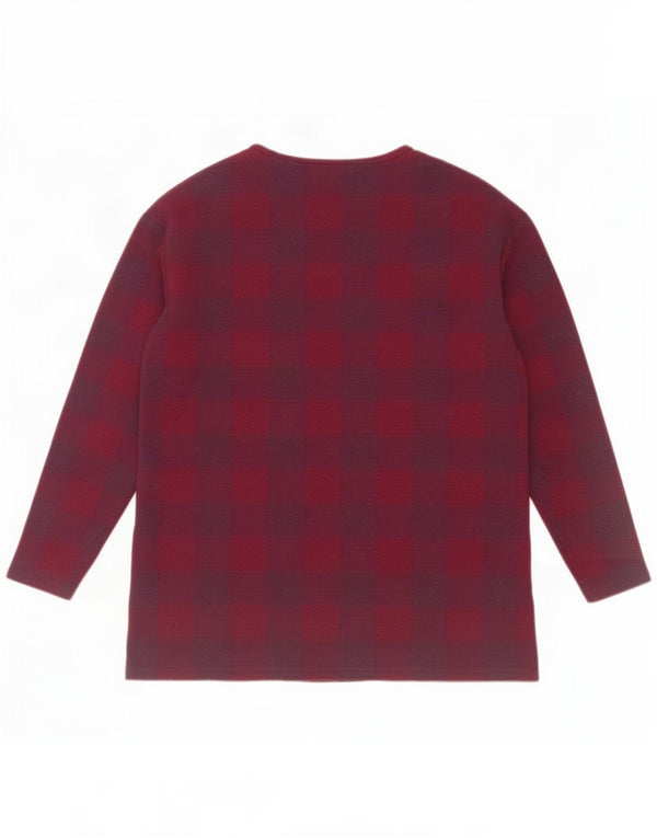 Marks & Spencer Damen Top Langarm UK 14 Large Lila Kariert Polyester