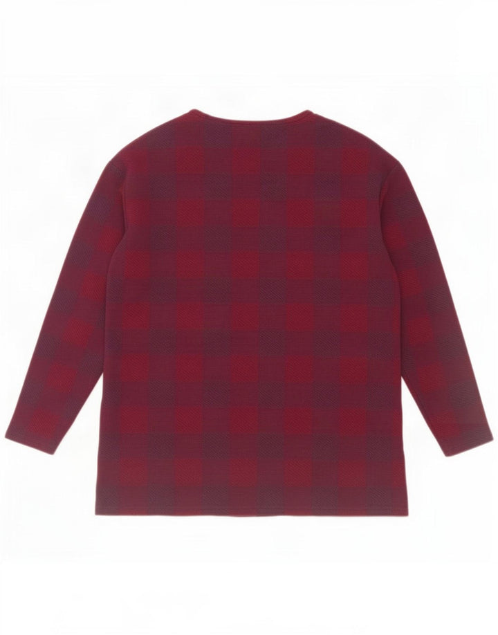 Marks & Spencer Damen Top Langarm UK 14 Large Lila Kariert Polyester