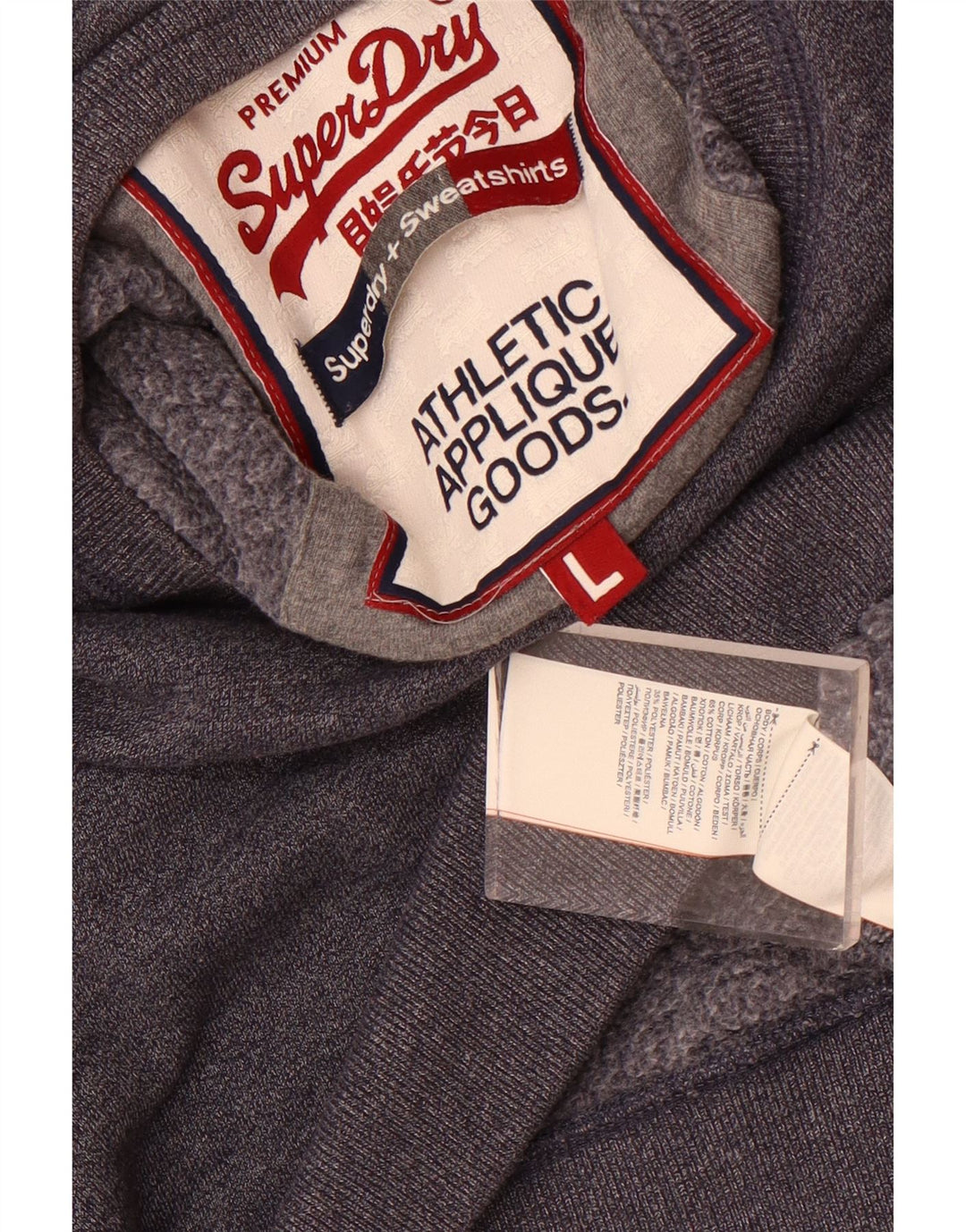 Superdry Herren-Sweatshirt mit grafischem Muster, groß, marineblau gesprenkelte Baumwolle