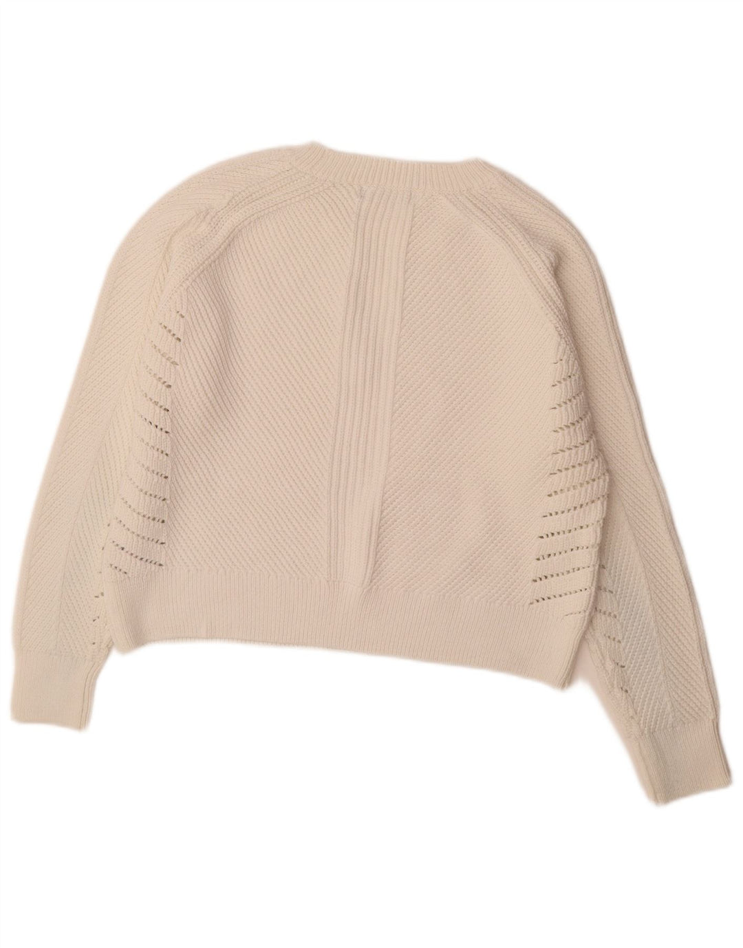 Marks & Spencer Damen-Pullover mit U-Boot-Ausschnitt, UK 14, mittelweiße Baumwolle