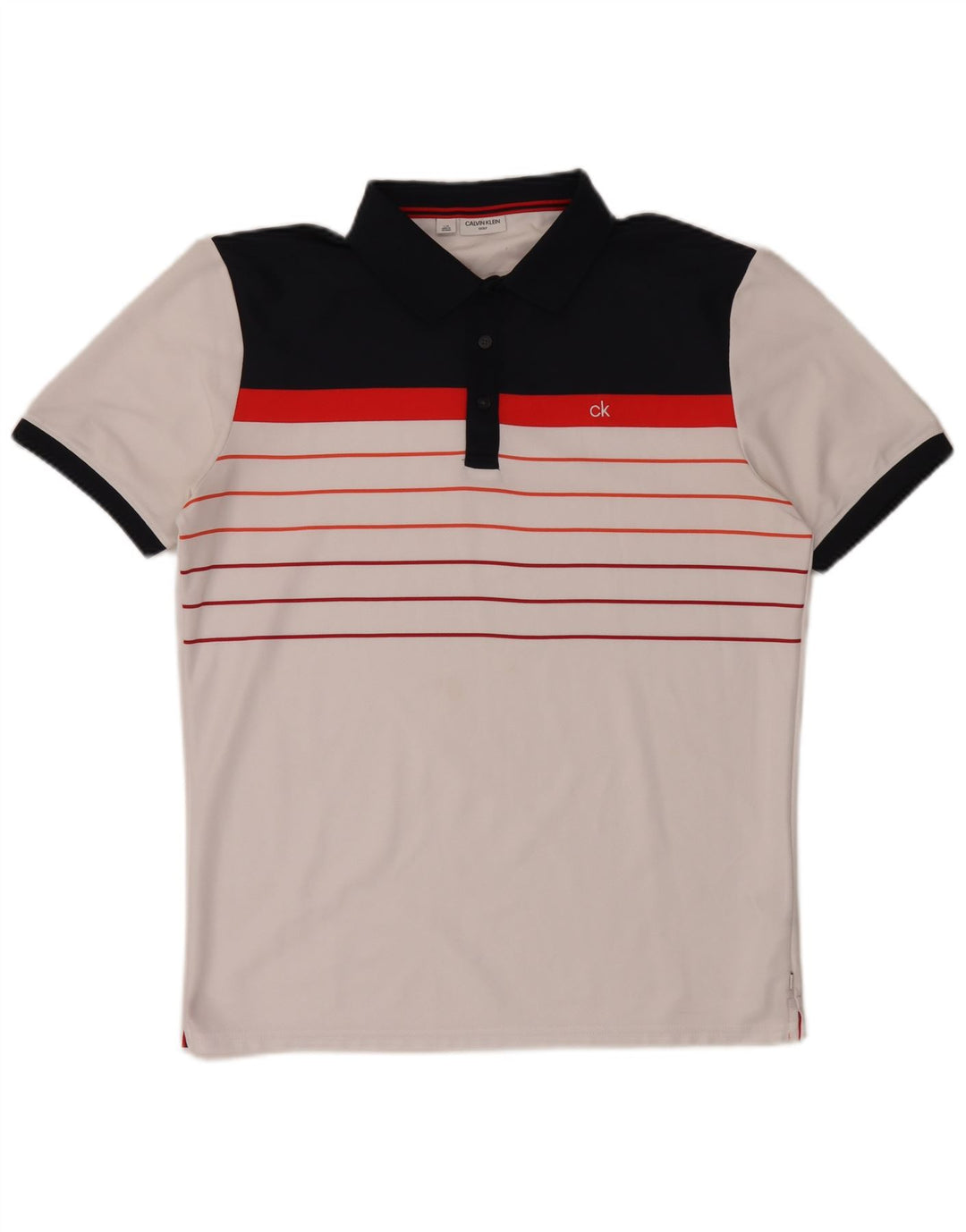 Calvin Klein Herren-Poloshirt, großes weißes Colourblock-Polyester