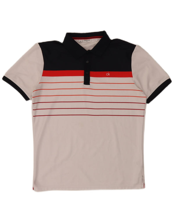 Calvin Klein Herren-Poloshirt, großes weißes Colourblock-Polyester