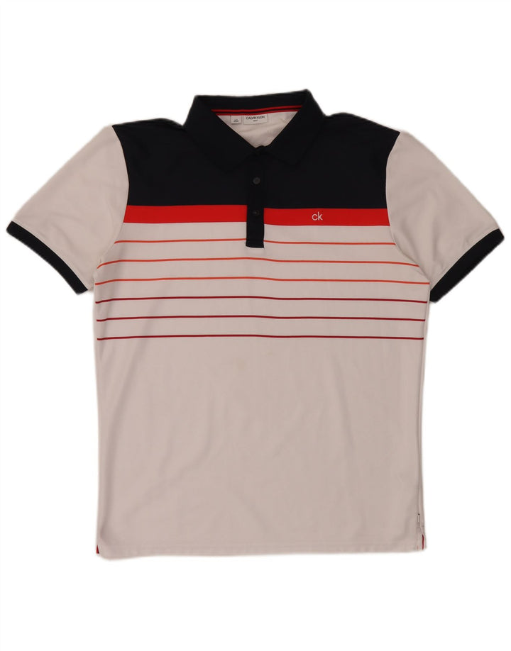 Calvin Klein Herren-Poloshirt, großes weißes Colourblock-Polyester