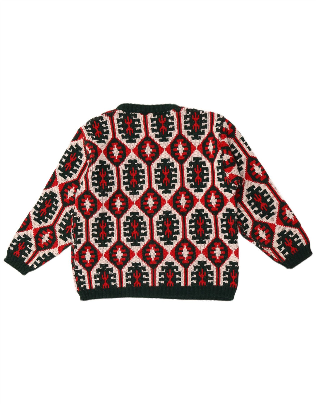 Vintage Damen Pullover mit Rundhalsausschnitt IT 48 XL Mehrfarbig Geometrisch