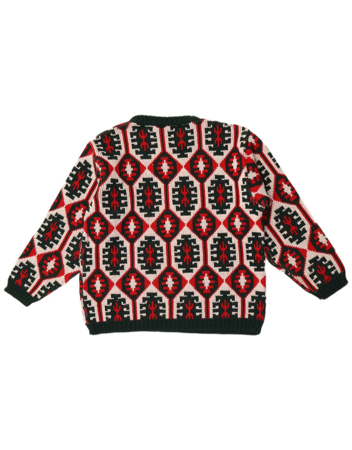 Vintage Damen Pullover mit Rundhalsausschnitt IT 48 XL Mehrfarbig Geometrisch