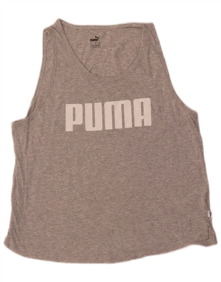 PUMA Womens Graphic Vest Top UK 18 XL Grey Cotton