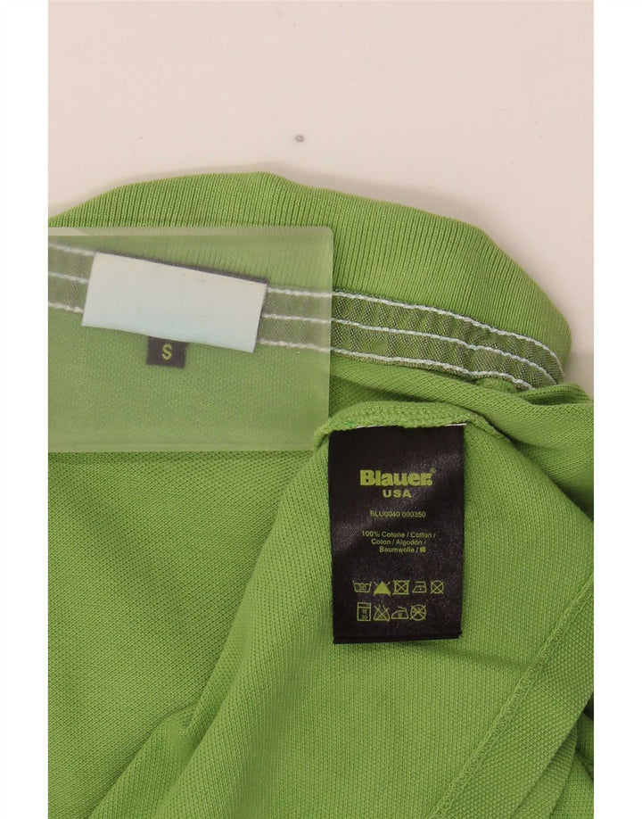 Blauer Herren-Poloshirt, klein, grüne Baumwolle