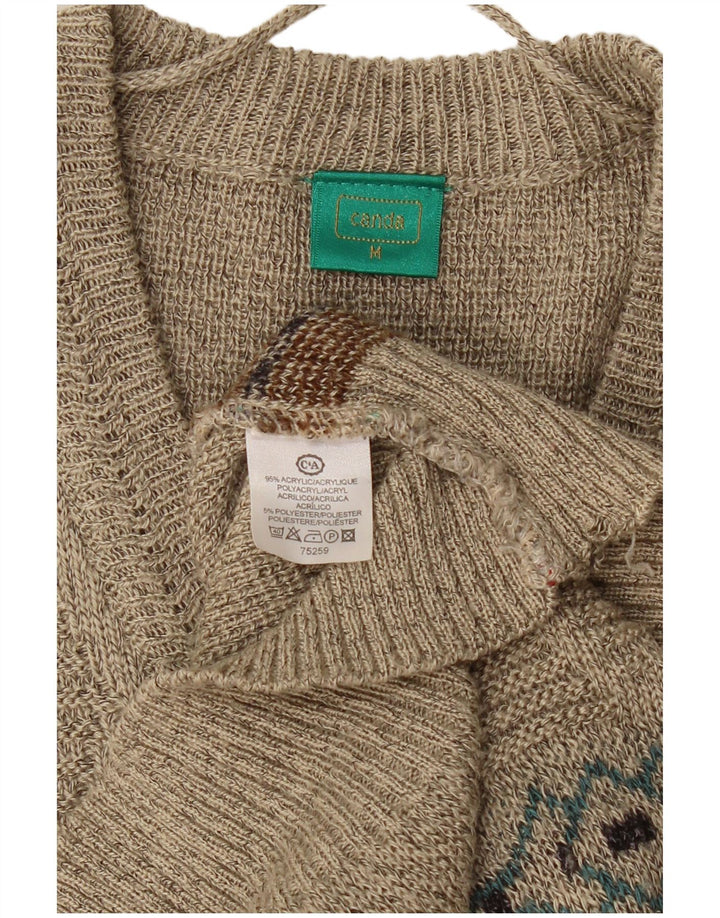 CANDA Herren-Pullover mit V-Ausschnitt, Mittelbeige, geometrisches Acryl