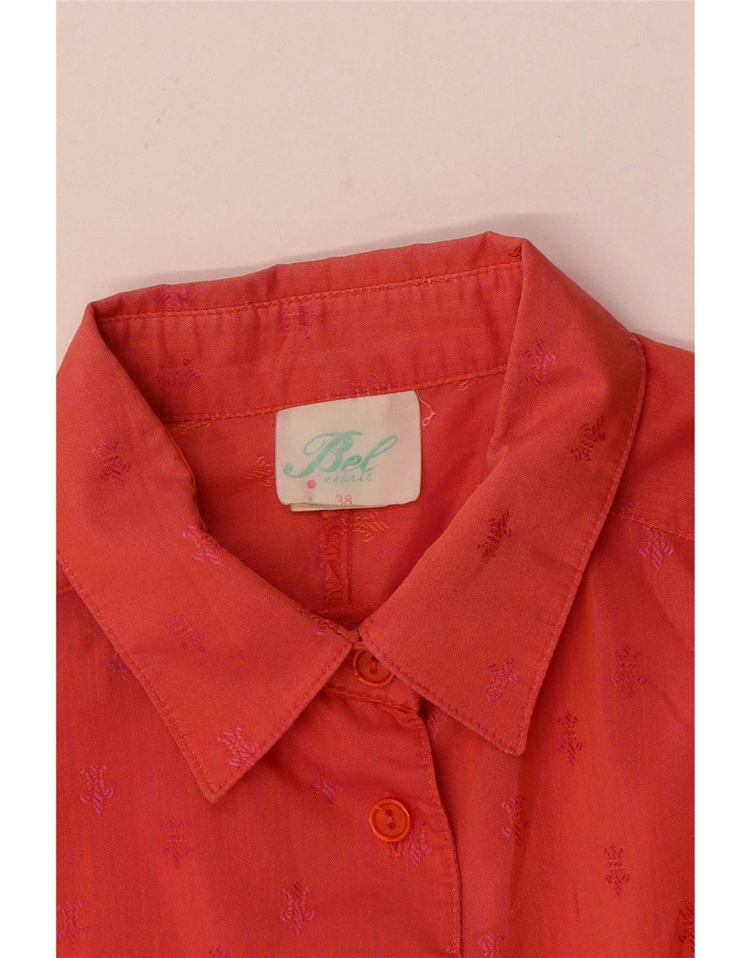 Vintage Damen Langarmshirt EU 38 Mittelrot gefleckte Baumwolle