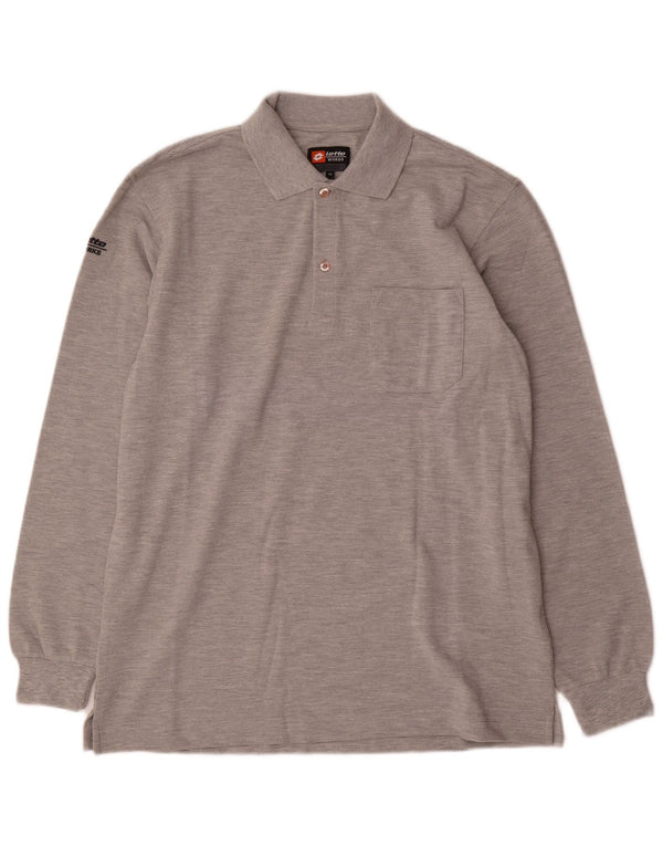 Lotto Herren-Langarm-Poloshirt XL, grau meliert, Baumwolle
