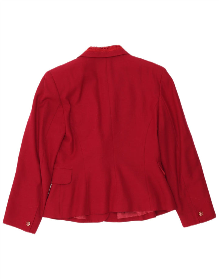 Vintage Damen Zweireihige Blazerjacke IT 42 Mittlere Burgunderwolle
