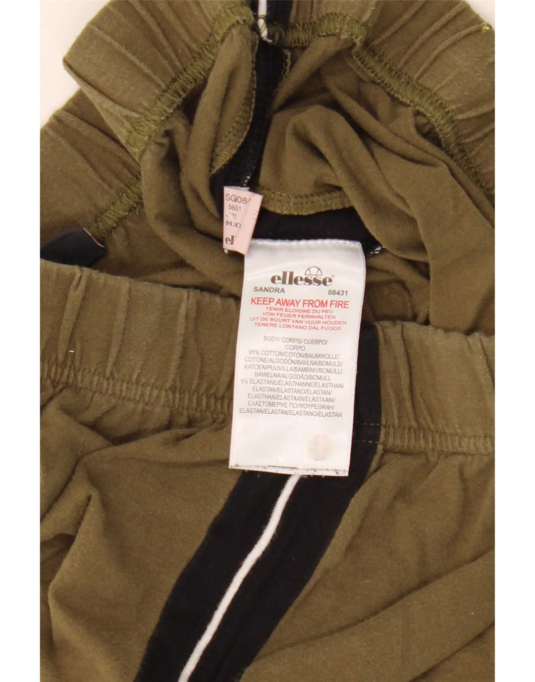 Ellesse Damen Leggings UK 12 Medium Khaki Colourblock Baumwolle