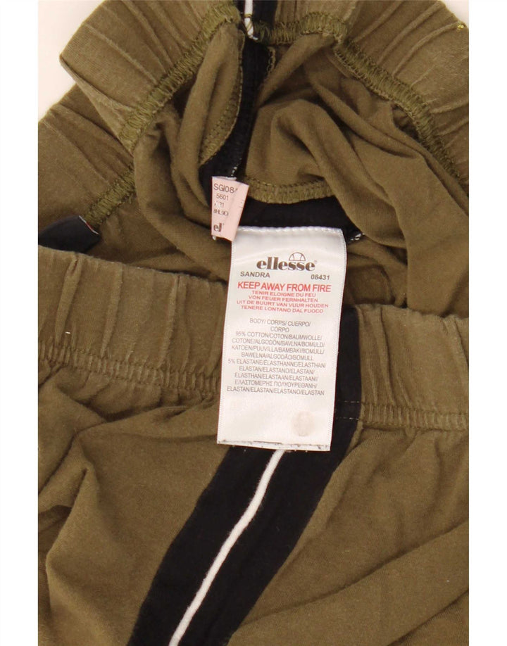 Ellesse Damen Leggings UK 12 Medium Khaki Colourblock Baumwolle