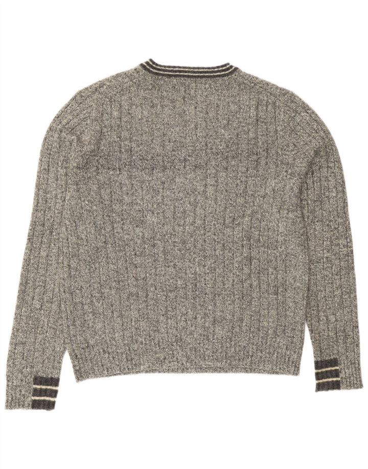 Harmont & Blaine Herren-Pullover mit V-Ausschnitt, klein, grau gesprenkelte Lammwolle