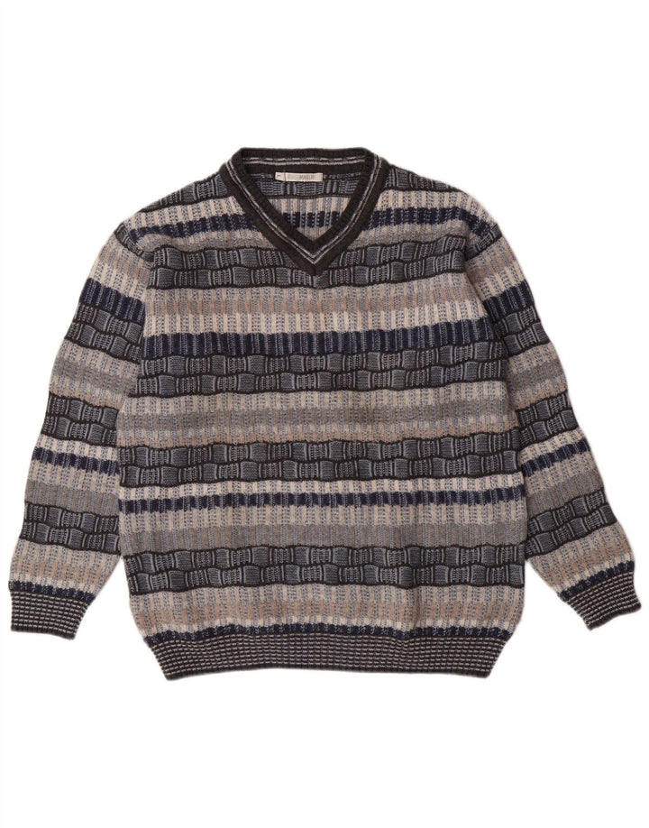 NARAMAGLIE Herren-Pullover mit V-Ausschnitt, groß, blau gestreift, Acryl