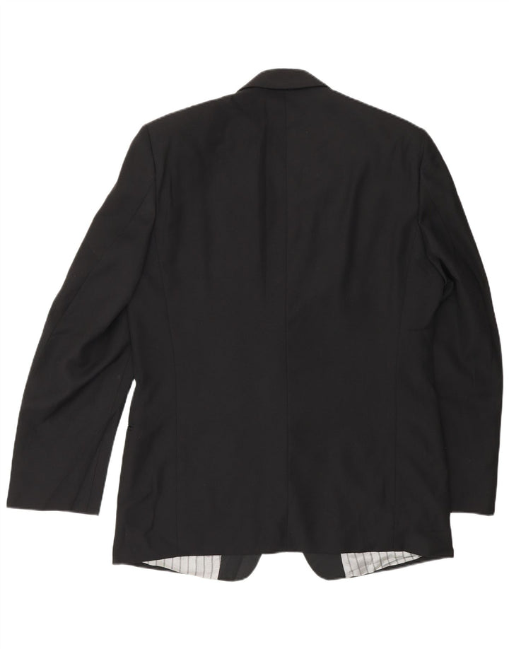 Vintage Herren 1 Knopf Blazer Jacke IT 48 Mittelschwarze Wolle