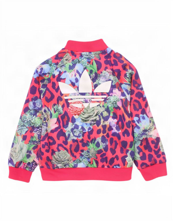 Adidas Baby-Mädchen-Trainingsanzug mit grafischem Oberteil, 18–24 Monate, rosa geblümt