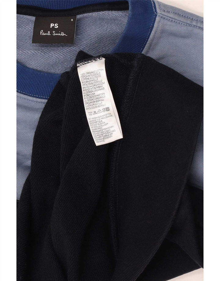 Paul Smith Herren-Sweatshirt mit normaler Passform, klein, blau, Colourblock-Baumwolle