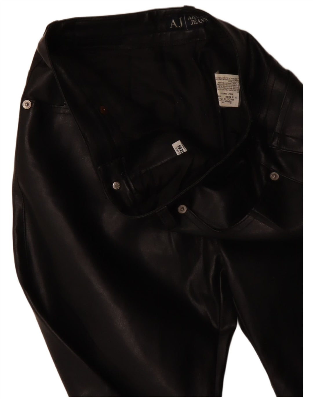 ARMANI Damen gerade Hose aus Kunstleder, W26, L31, schwarzes Polyester