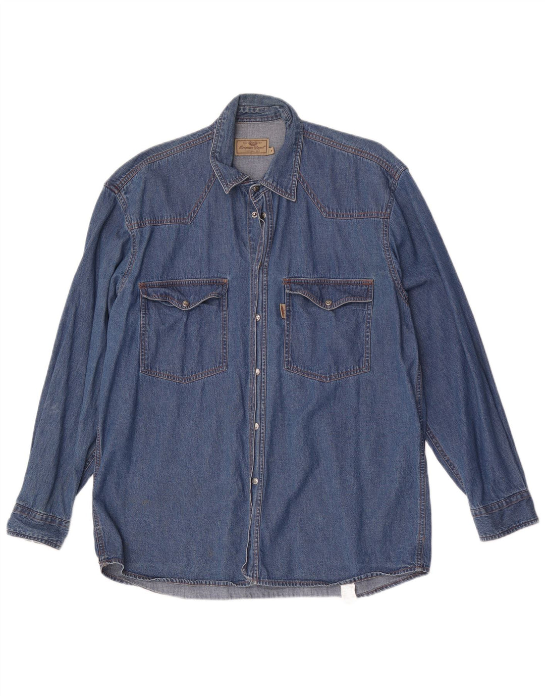 European Project Herren-Jeanshemd aus mittelblauer Baumwolle