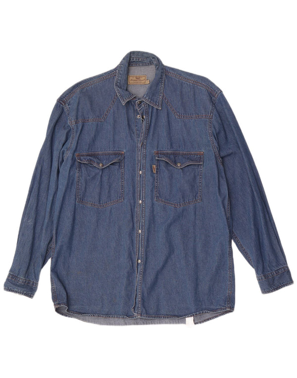 European Project Herren-Jeanshemd aus mittelblauer Baumwolle