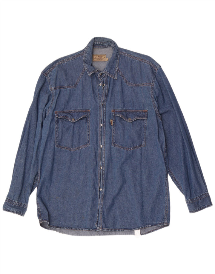 European Project Herren-Jeanshemd aus mittelblauer Baumwolle