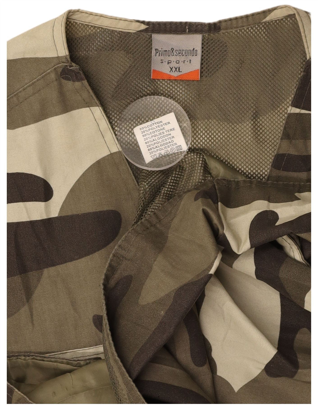 VINTAGE Herren Utility Gilet UK 44 2XL Khaki Camouflage Baumwolle