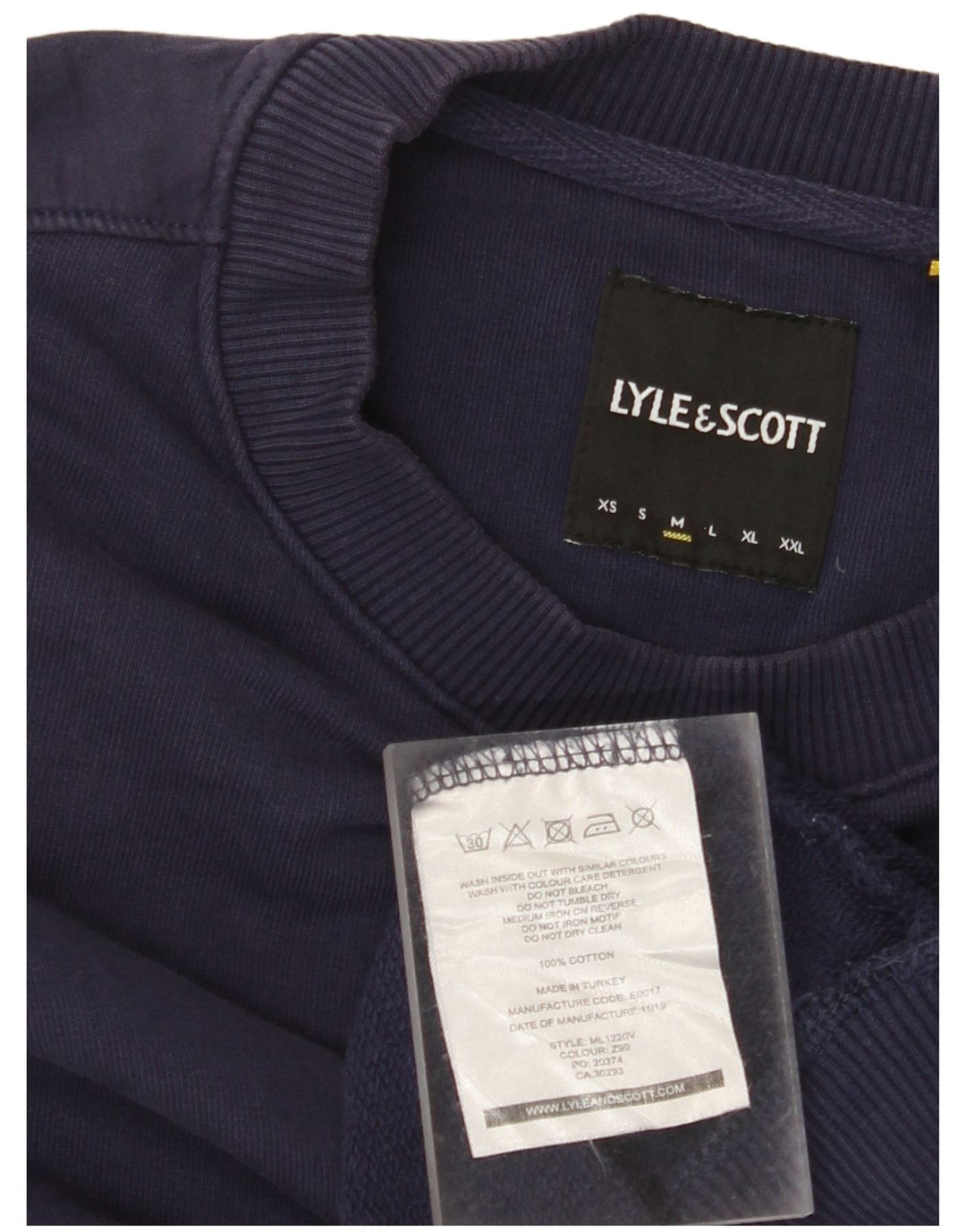 LYLE & SCOTT Herren-Sweatshirt-Pullover, mittelmarineblaue Baumwolle