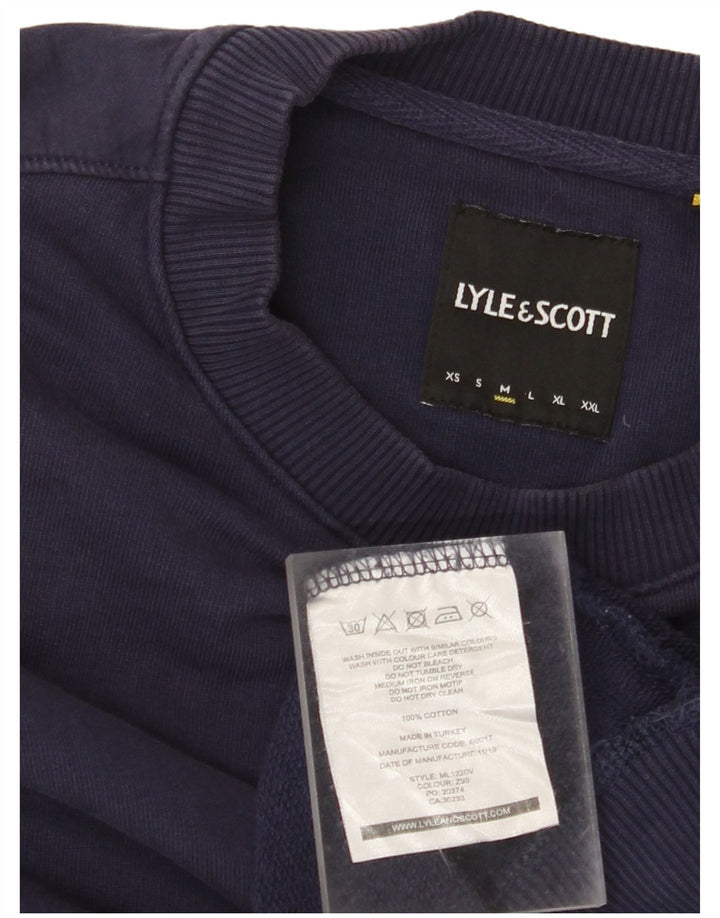LYLE & SCOTT Herren-Sweatshirt-Pullover, mittelmarineblaue Baumwolle