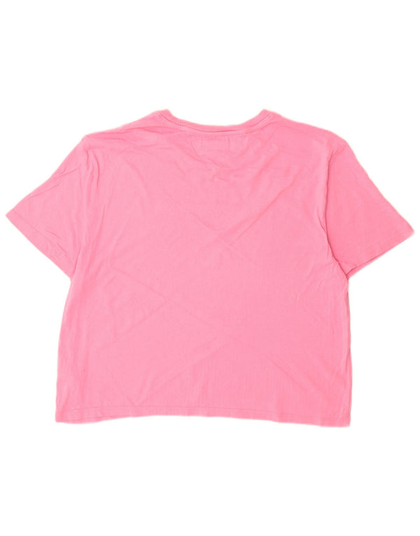 Tommy Hilfiger Damen Grafik-T-Shirt-Oberteil UK 16 Large Rosa Baumwolle