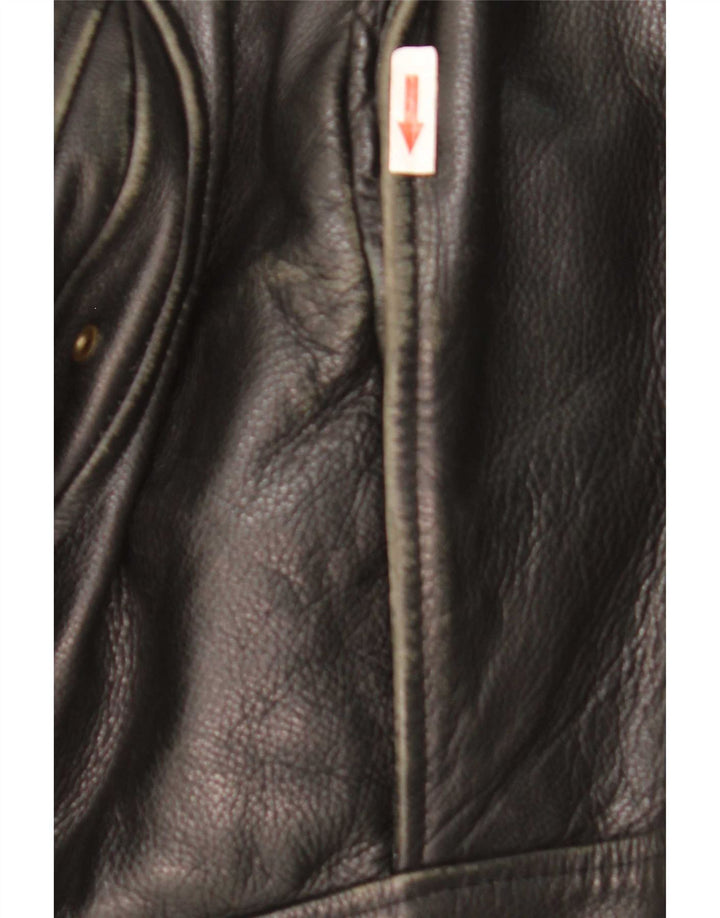 Vintage Herren Militärlederjacke UK 42 XL Schwarz
