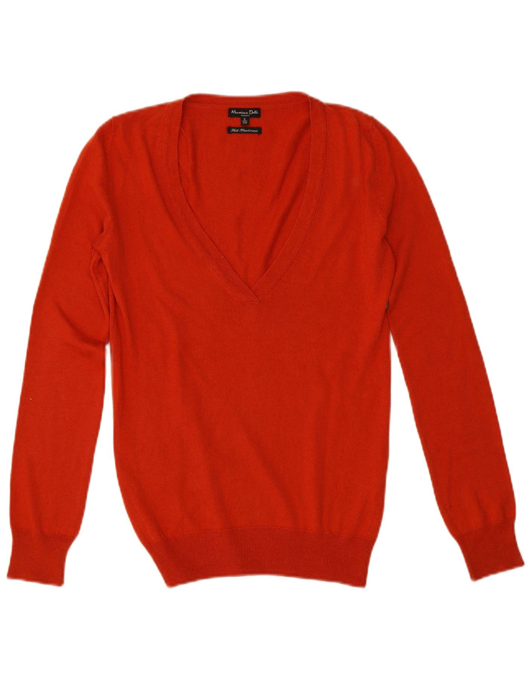 Massimo Dutti Damen-Pullover mit V-Ausschnitt, Gr. 10, Größe S, orangefarbene Seide
