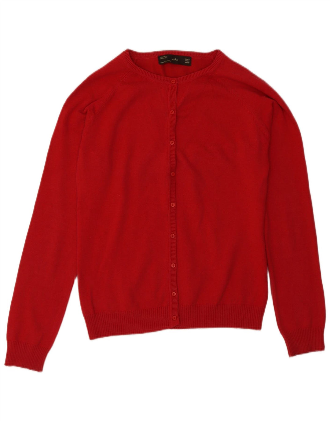 Zara Damen-Cardigan-Pullover UK 12 Mittelrote Baumwolle