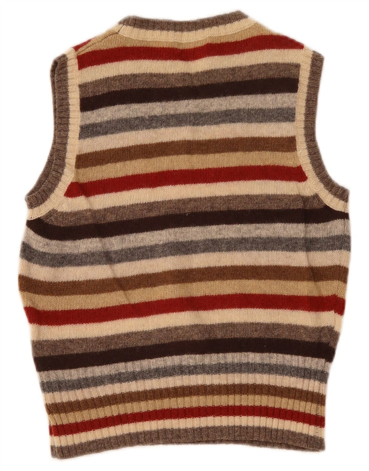 Benetton Damen Crop Vest Tank Top Kleine mehrfarbig gestreifte Schurwolle
