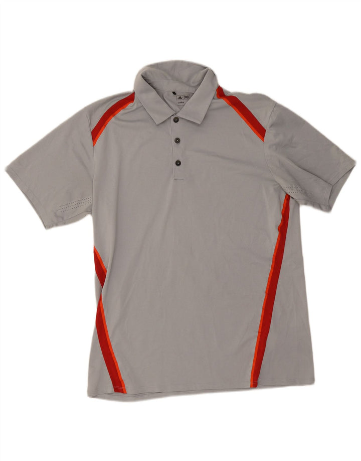Adidas Herren Climacool Poloshirt, großes graues Colourblock-Polyester